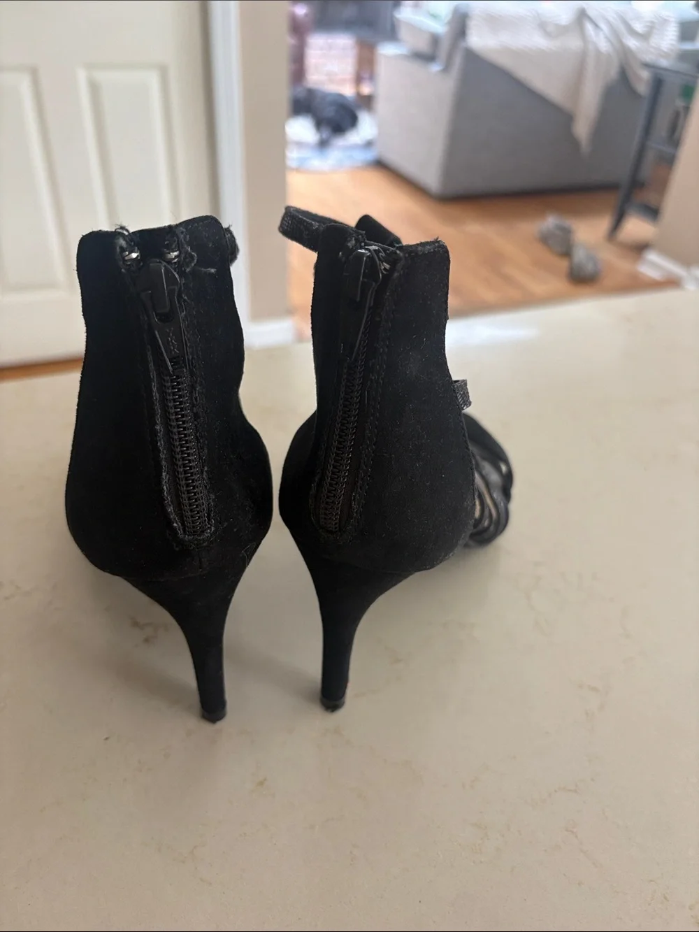 Black Strappy Gladiator heeled Sandals. Size 7. Gently worn
